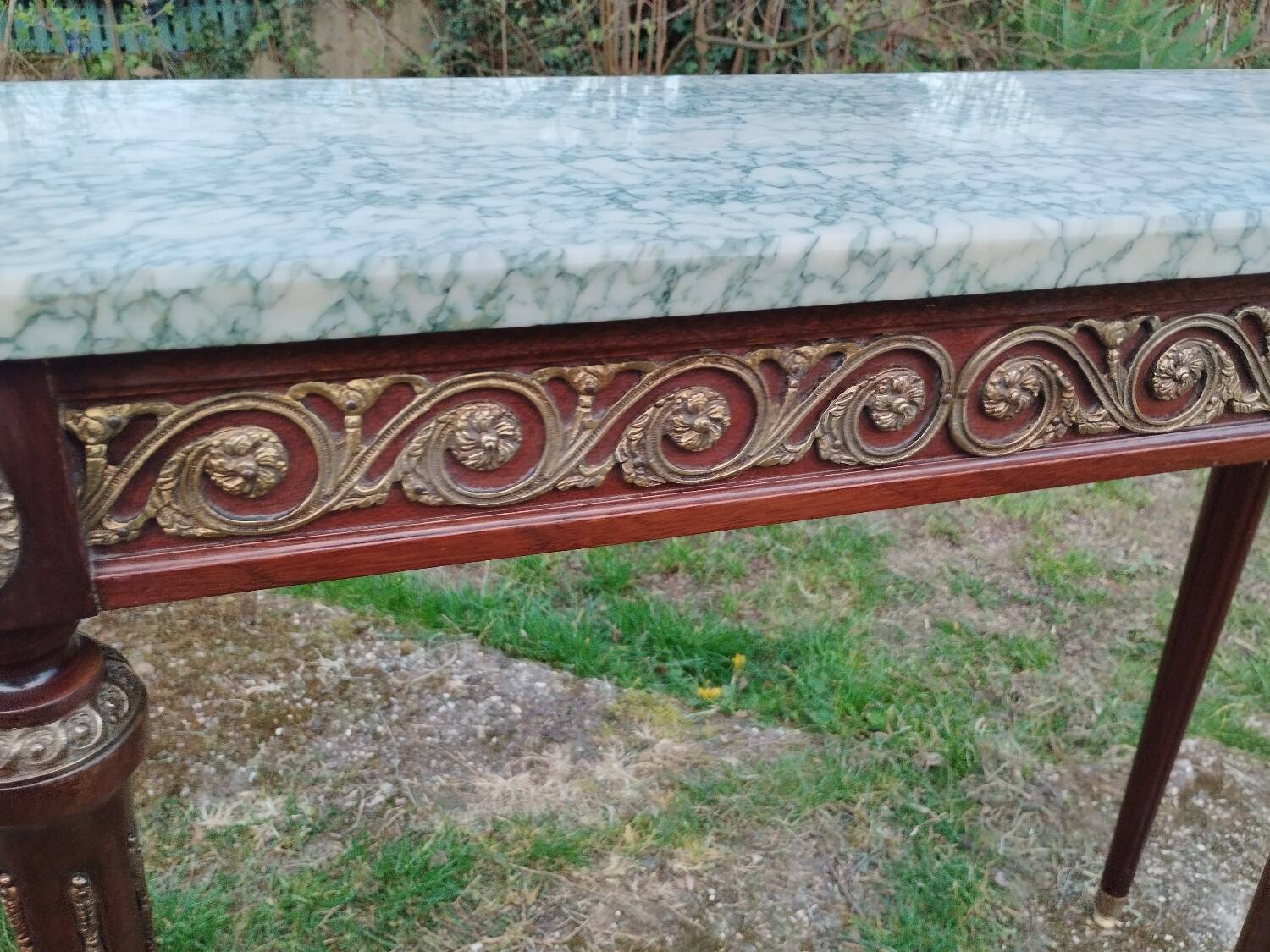 Console ancienne style louis xvi avec plateau marbre