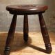 Tripod stool solid wood turned vintage