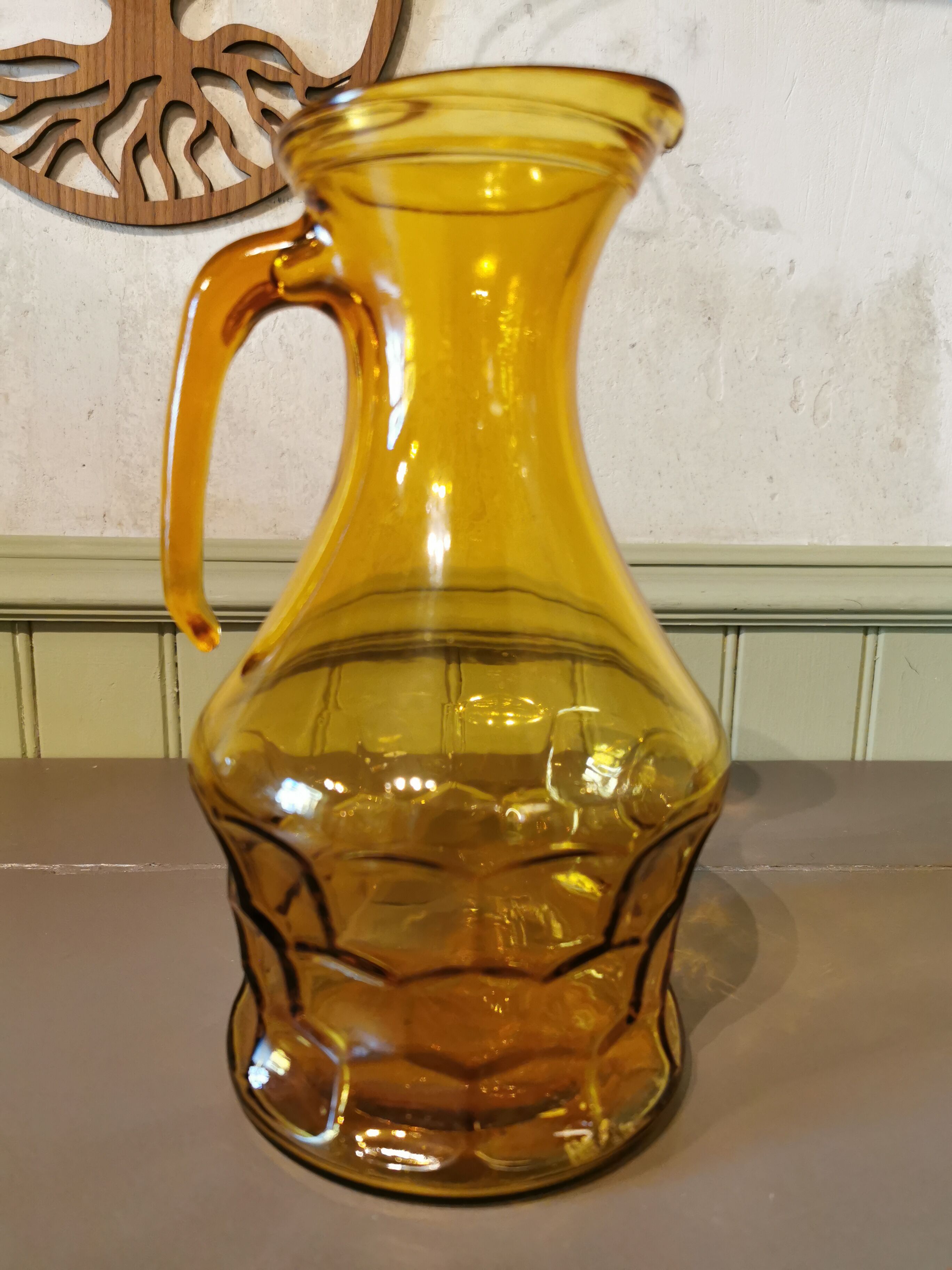 Vintage yellow glass pitcher
