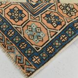 2x11 shades of cream blue oushak runner rug