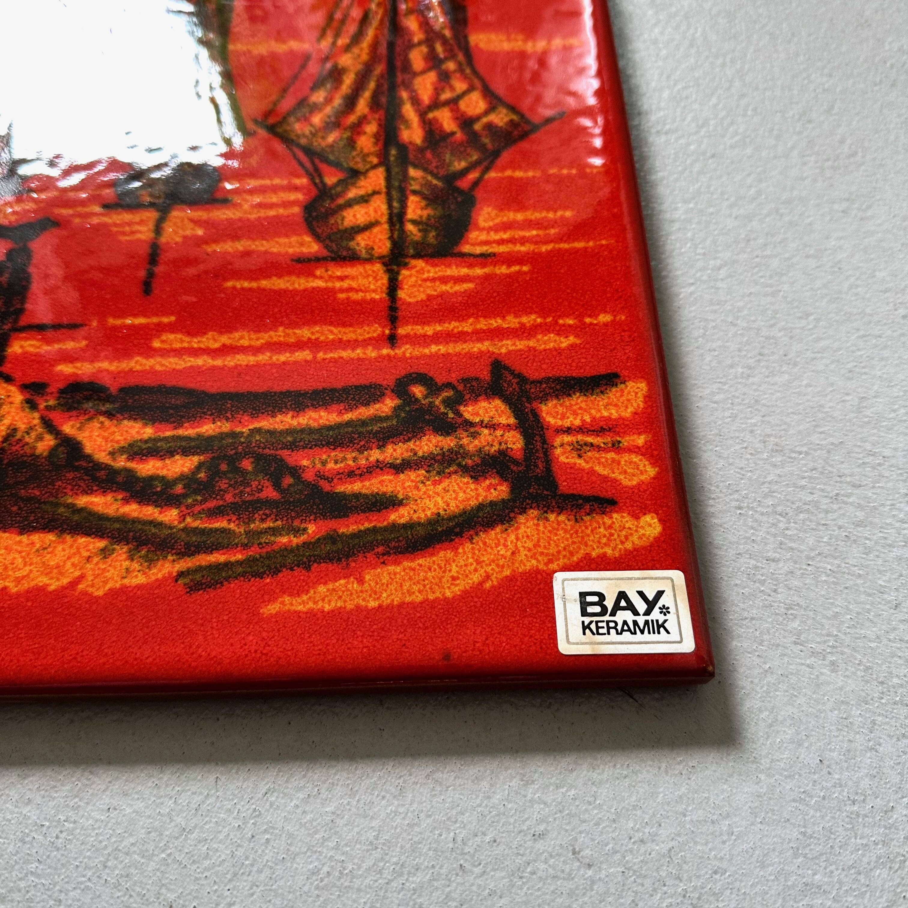 Mid-century wall art, Fat Lava wall plate by Bay Keramik