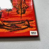 Mid-century wall art, Fat Lava wall plate by Bay Keramik