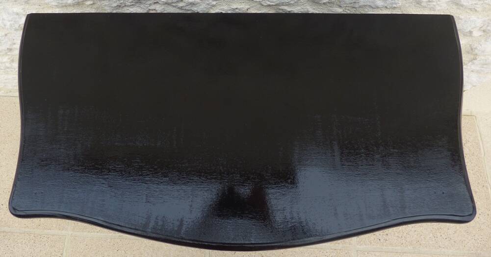 Louis XV style baroque effect chest of drawers in lacquered black color – Completely revamped