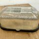 Industrial white porcelain cage wall light with ribbed glass, 1970s