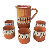 Troyan ceramic pitcher/glass set in Bulgarian-Balkan stoneware