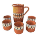 Ensemble pichet et 5 verres en céramique Troyan en grès Bulgare-Balkans