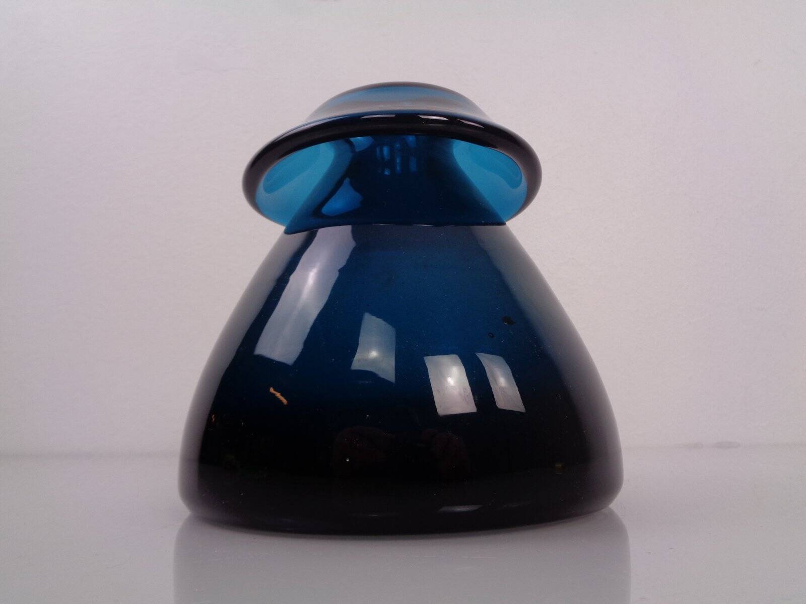 Hand-blown blue glass vase, Italy, 1960s