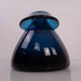 Hand-blown blue glass vase, Italy, 1960s