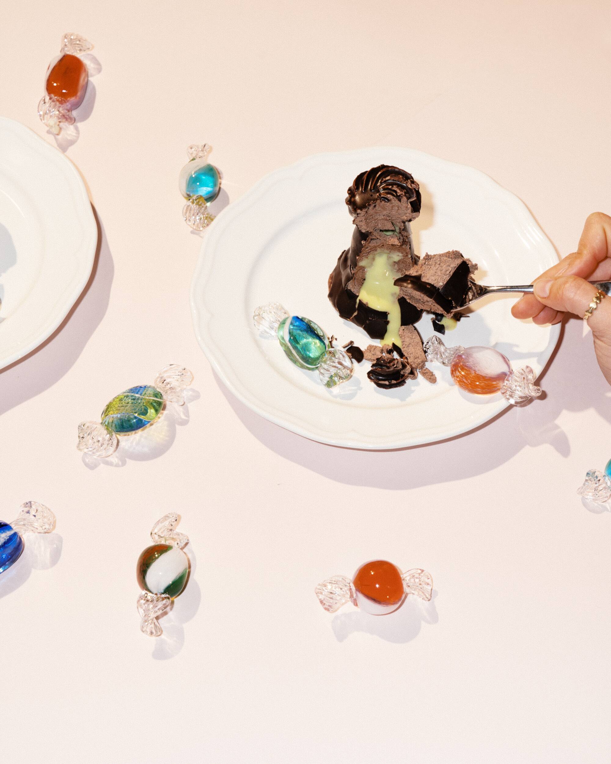 Mouthblown Crystal candy - cutlery rest