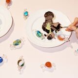 Mouthblown Crystal candy - cutlery rest