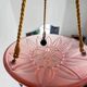 Vintage suspension Marguerite glass pink fabric cords Art Deco