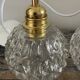 Set of two vintage electrified glass pendant lamps