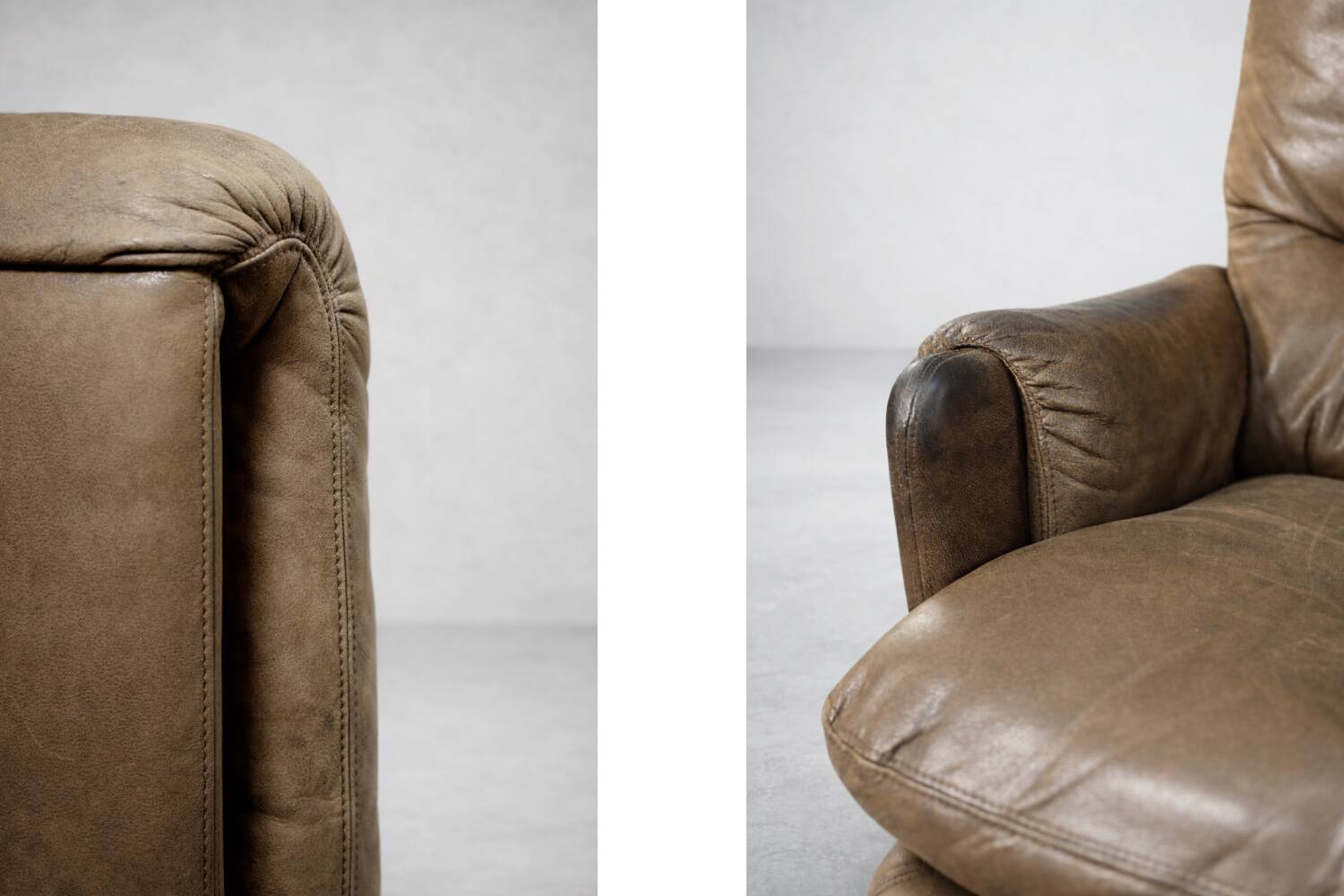 Vintage Mid-Century German Modern Leather Lounge Swivel Chair, 1960s