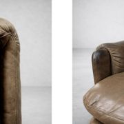 Vintage Mid-Century German Modern Leather Lounge Swivel Chair, 1960s