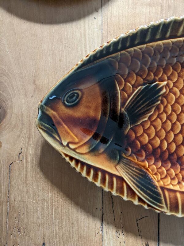 Assiettes et plat poisson Sarreguemines