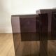 Set of 3 nesting coffee tables in smoked plexi / purple 70s