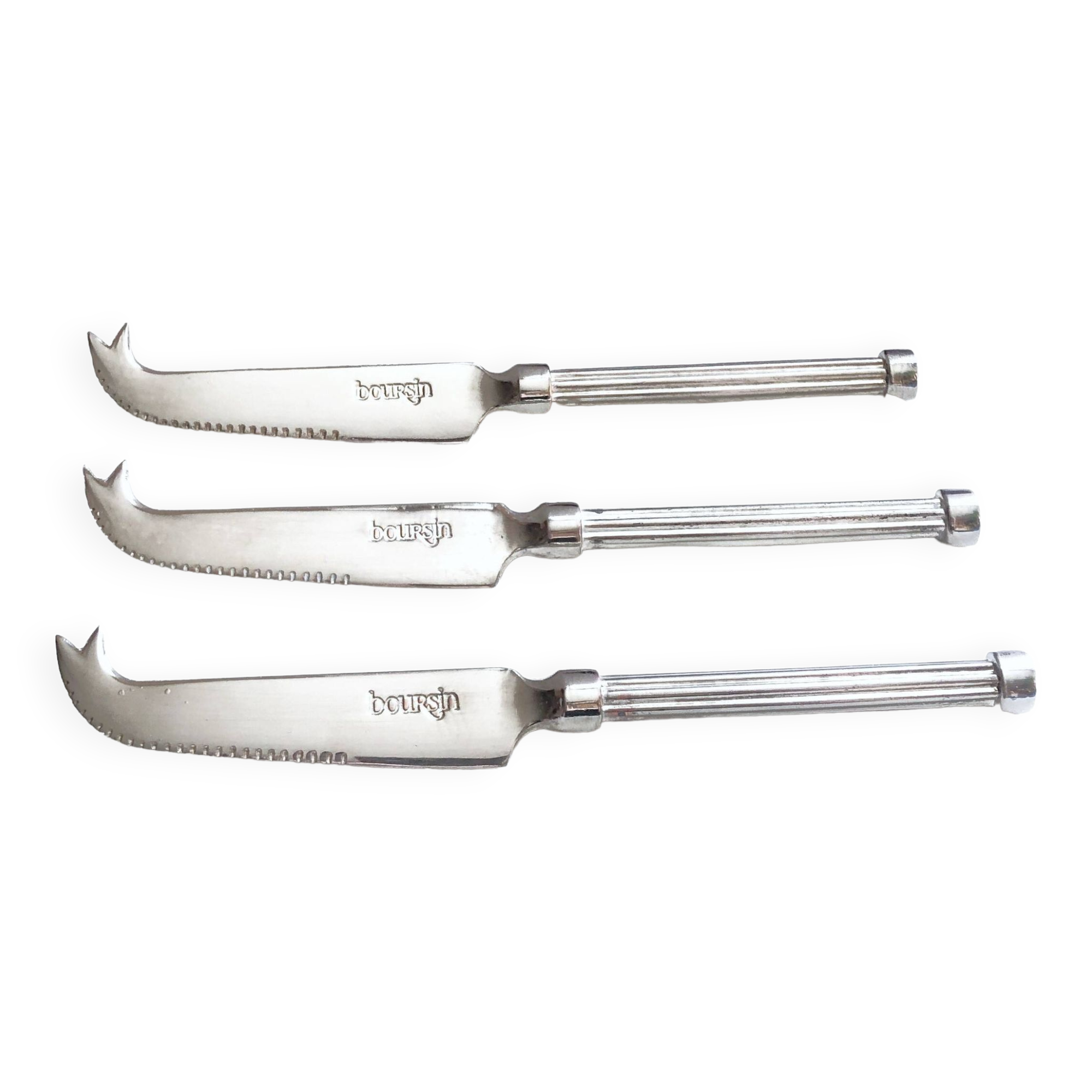 Lot de 3 petits couteaux à fromage métal argenté