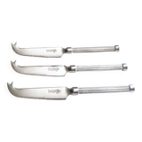 Set of 3 small silver metal cheese knives
