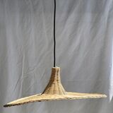 Small suspension, rattan luminaire in hat shape D:60cm