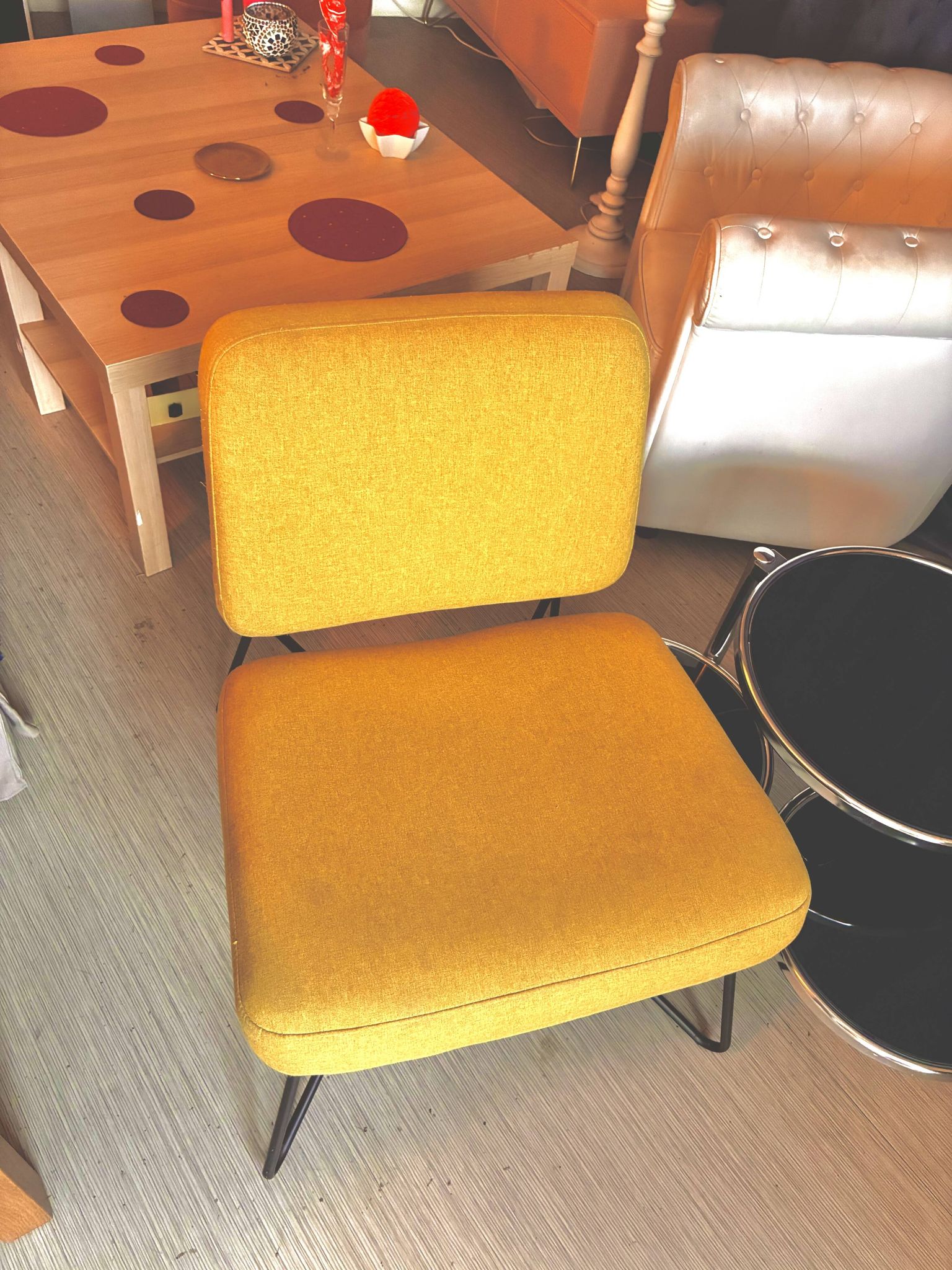 Vintage Watford armchair in mustard yellow velvet