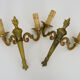 Old pair of wall sconces pot à feu, bronze with 2 candles, year 50 60