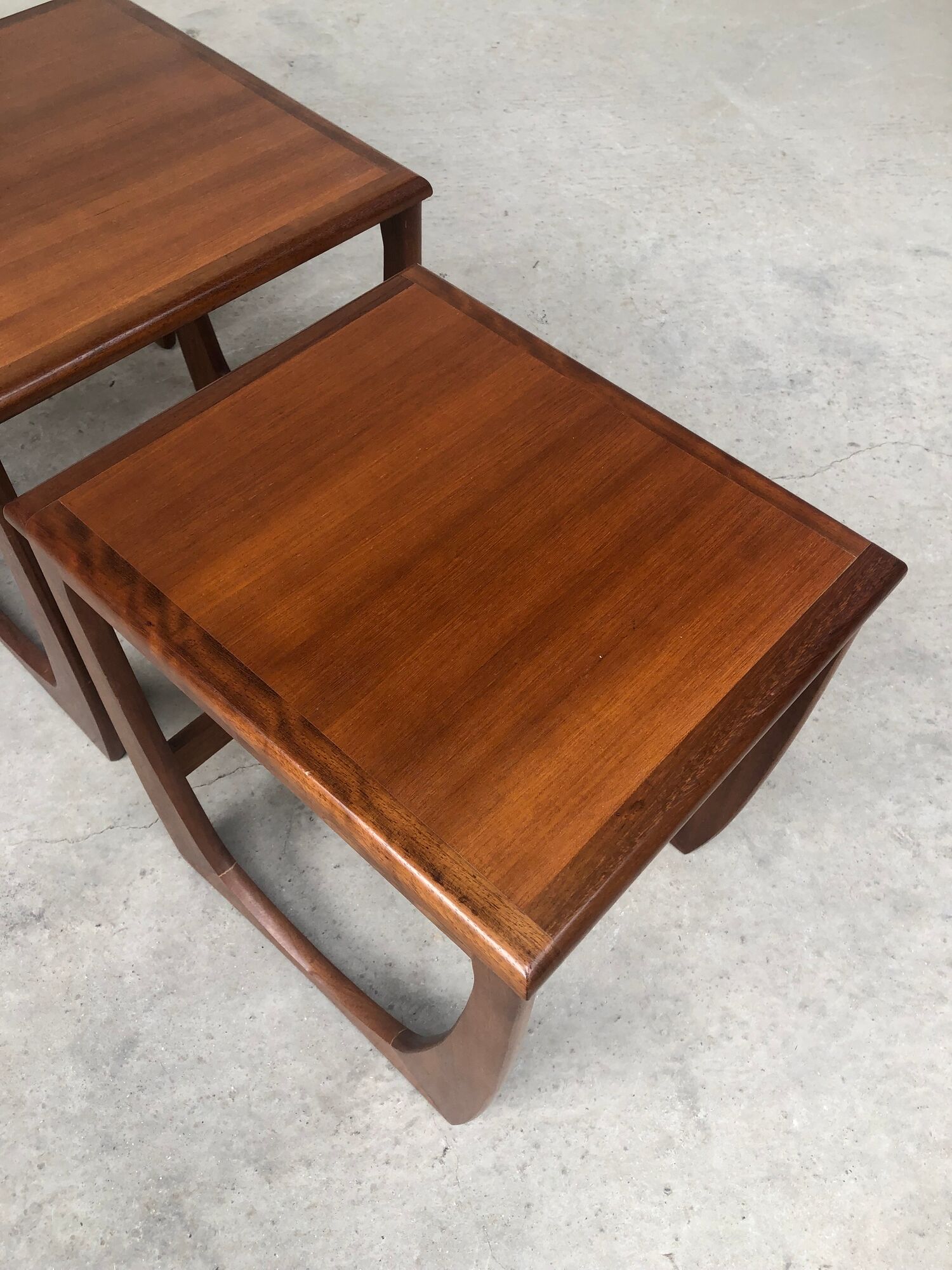 Vtg Mid Century Quadrille Teak Sunelm Nest Of Tables Side Coffee Table Danish