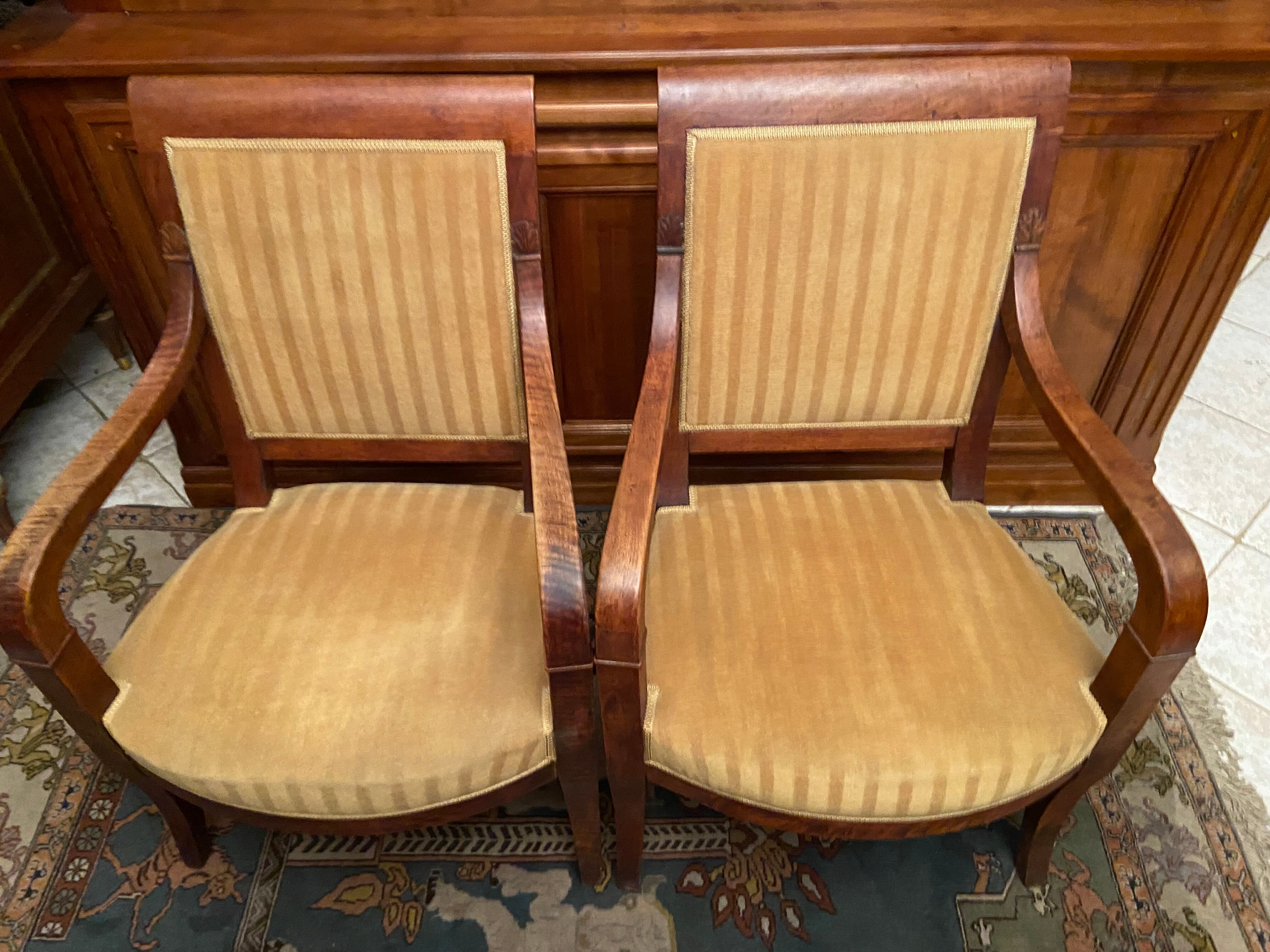 Pair of XIXth armchairs in solid walnut