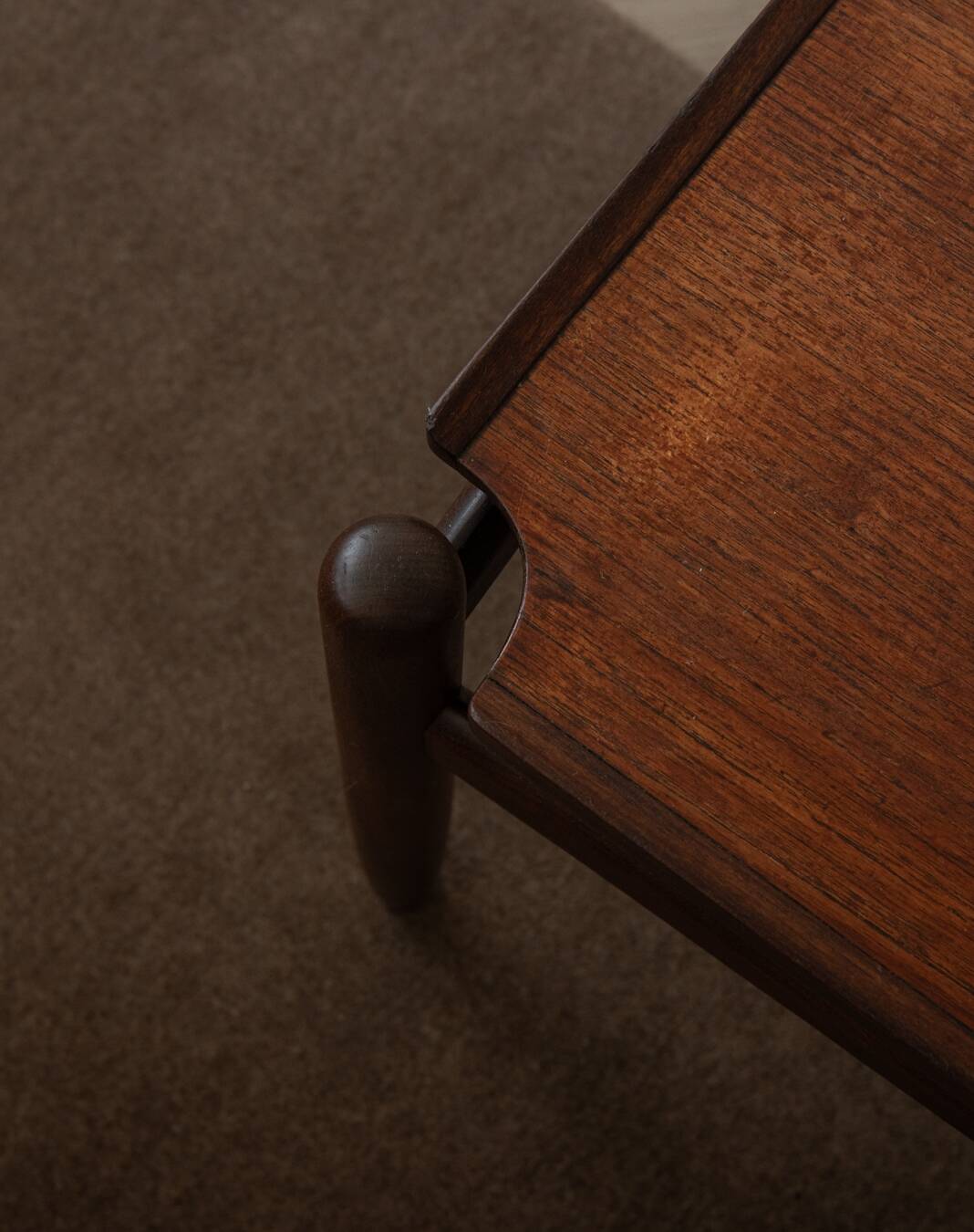 Vintage Teak Coffee Table, Mid Century Modern, Sculptural Arched Stretchers