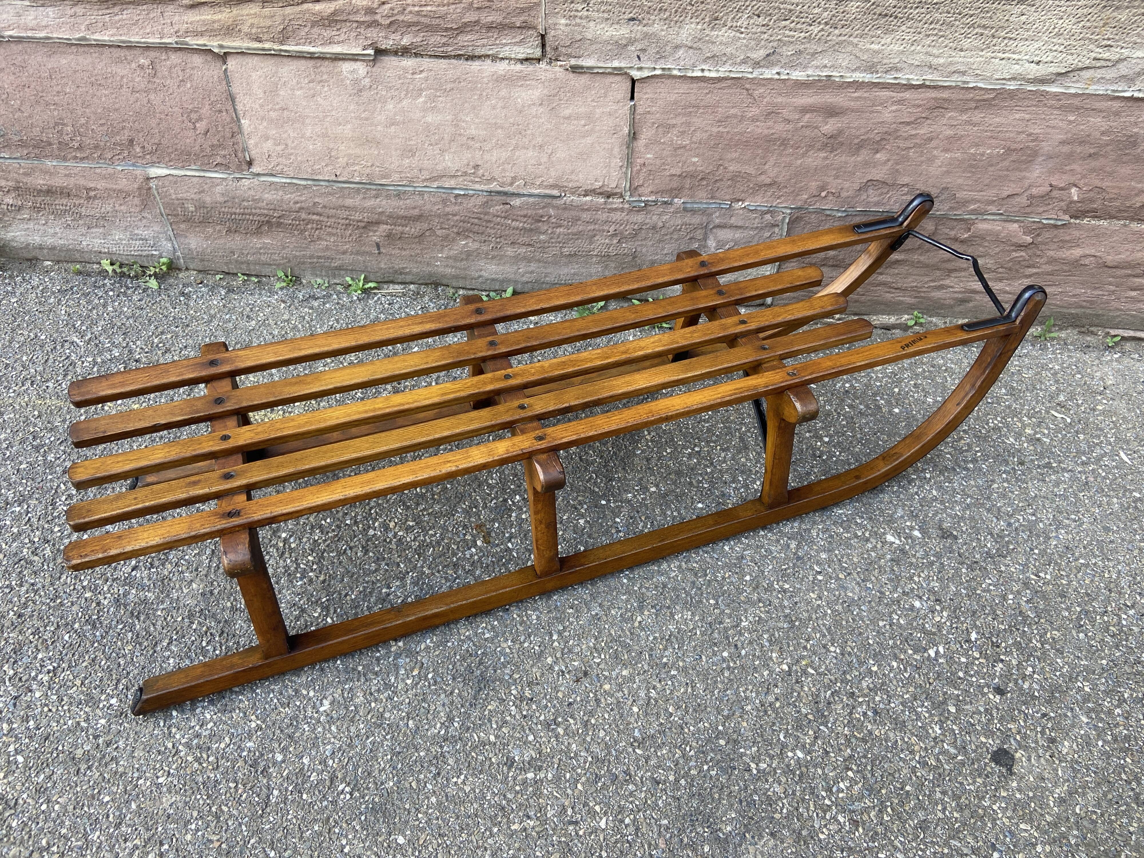 Antique sled toboggan Snow winter sport vintage