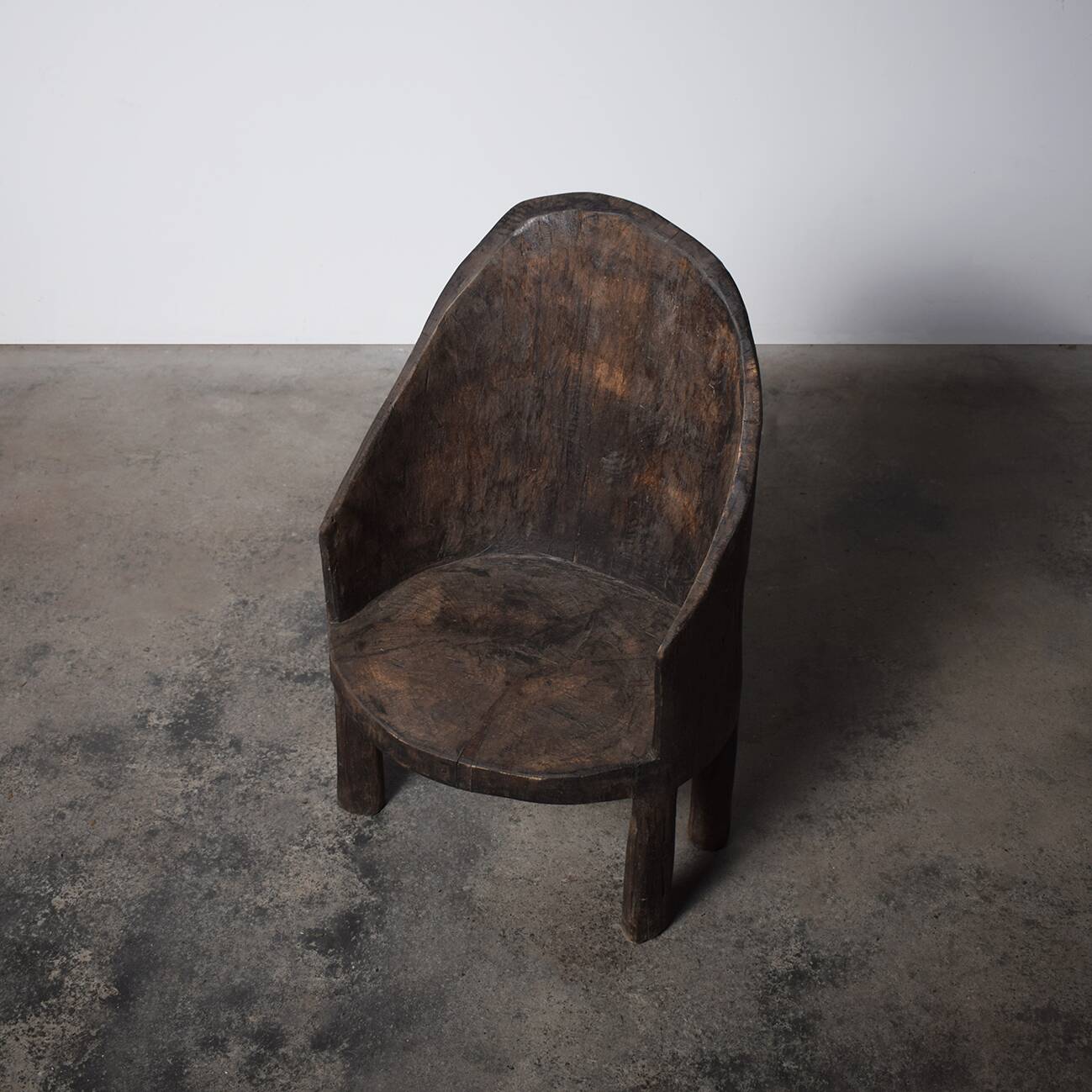 Primitive Handcrafted Organic Highback Naga Chair In Solid Teak, Wabi Sabi Style 1970s