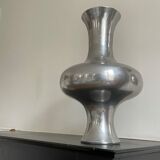 Large space age stainless steel vase, vintage seventies design 1970