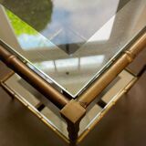 Solid brass, faux-bamboo side table, Maison Bagués, 1950s, France