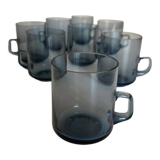 Set of 8 glasses Scandinavian cups Denby-Milnor mid century modern ice blue