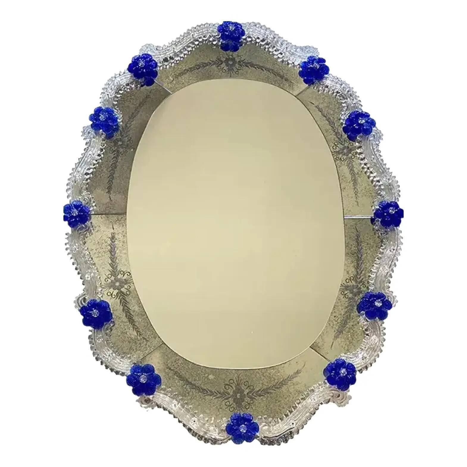 Hand-Carved Venetian Oval Mirror by Simoeng