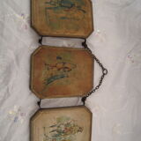 Triptych mirror of travel pocket lithographs p.b paris deposited around 1900
