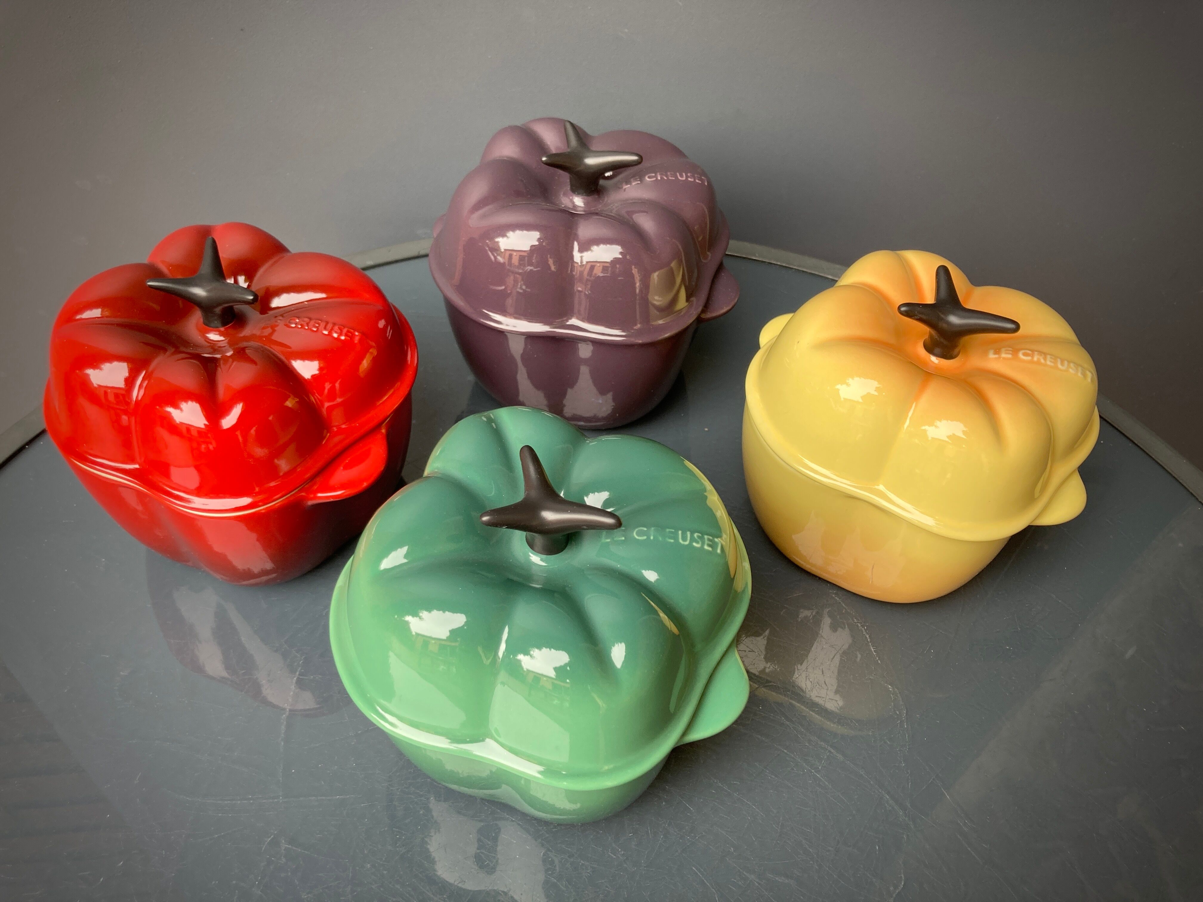 Four Le Creuset ceramic casseroles