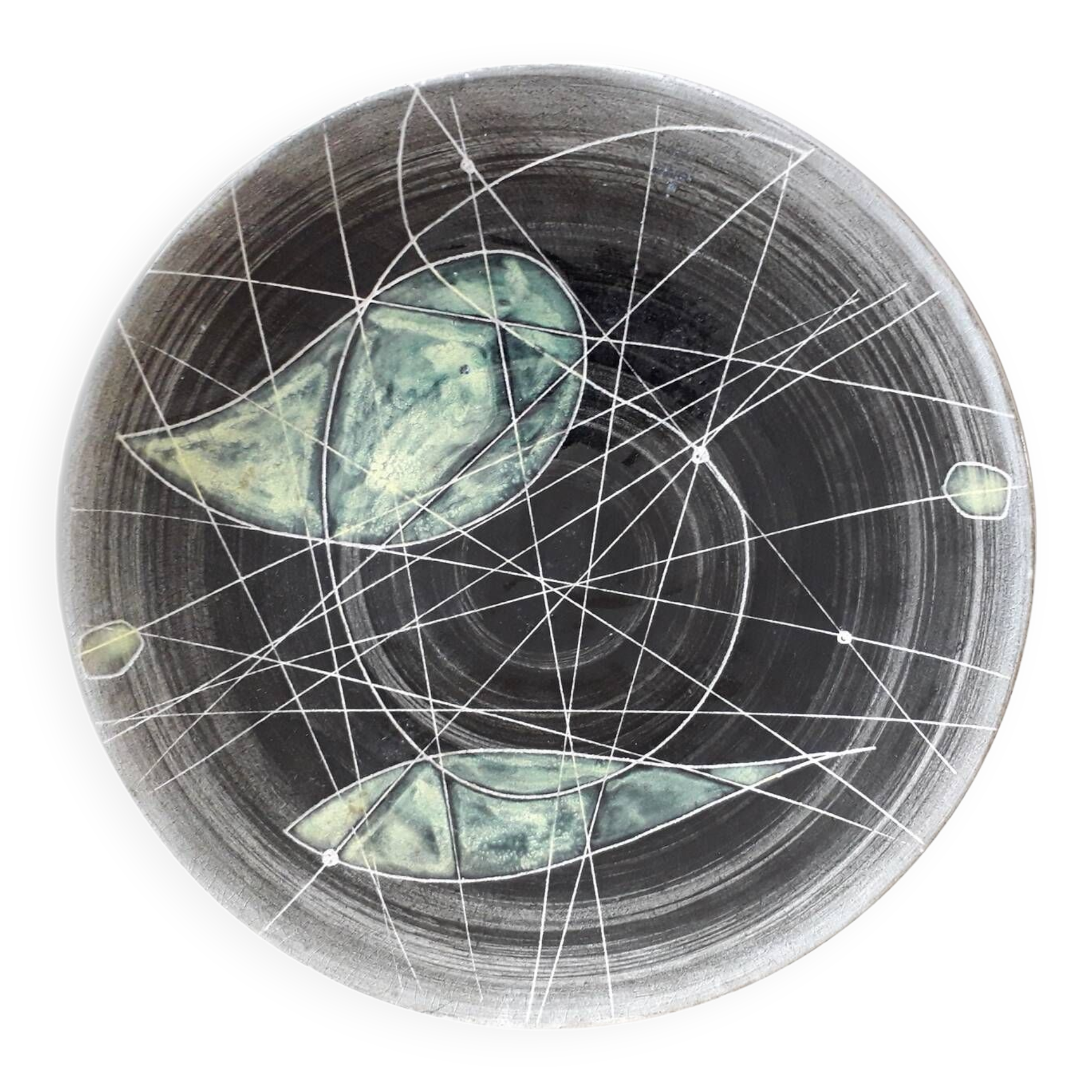 Vintage decorative plate with a geometric design.
