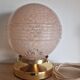 Pink Clichy glass globe in touch lamp