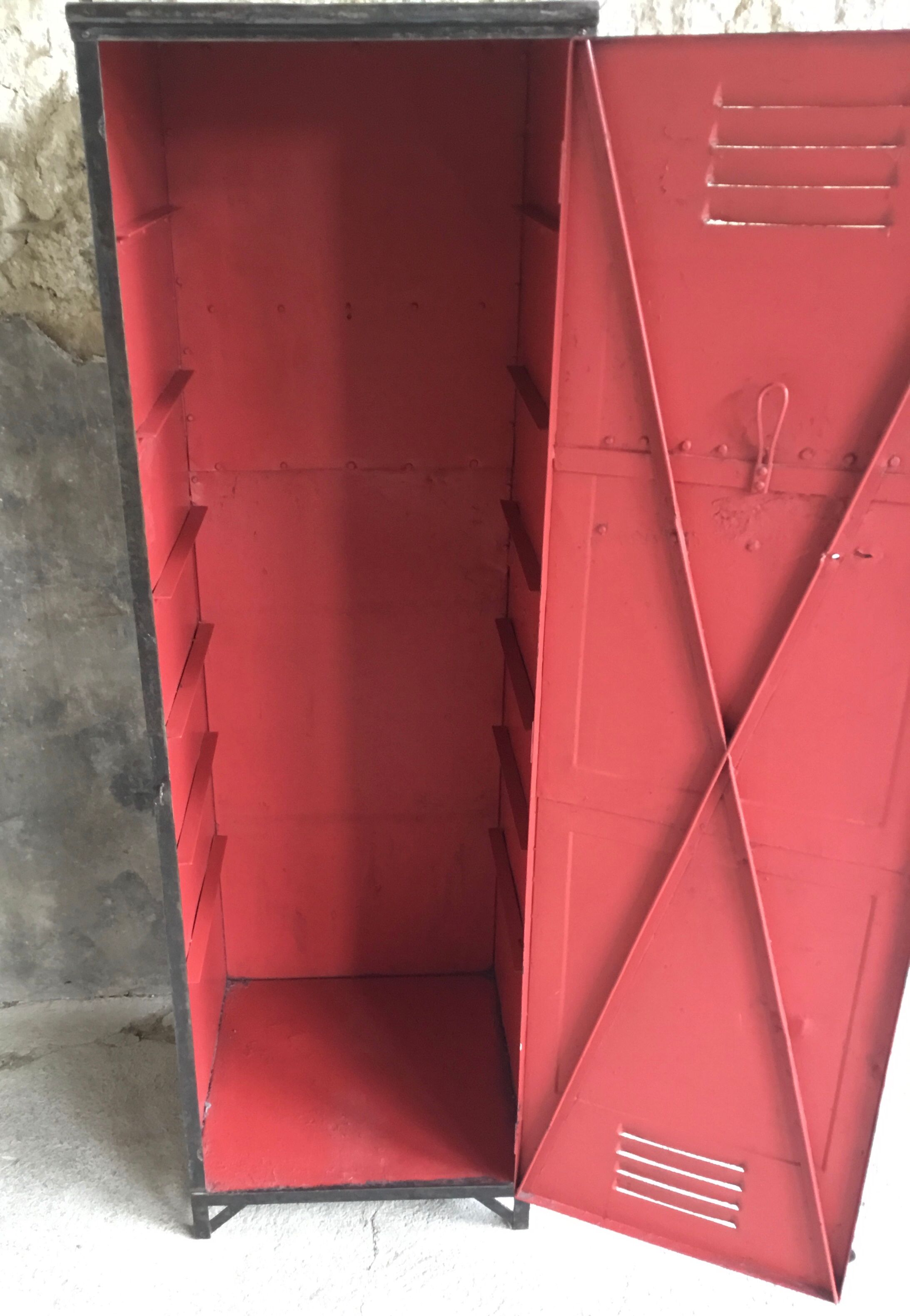 Riveted cloakroom converted into storage cabinet - early twentieth century