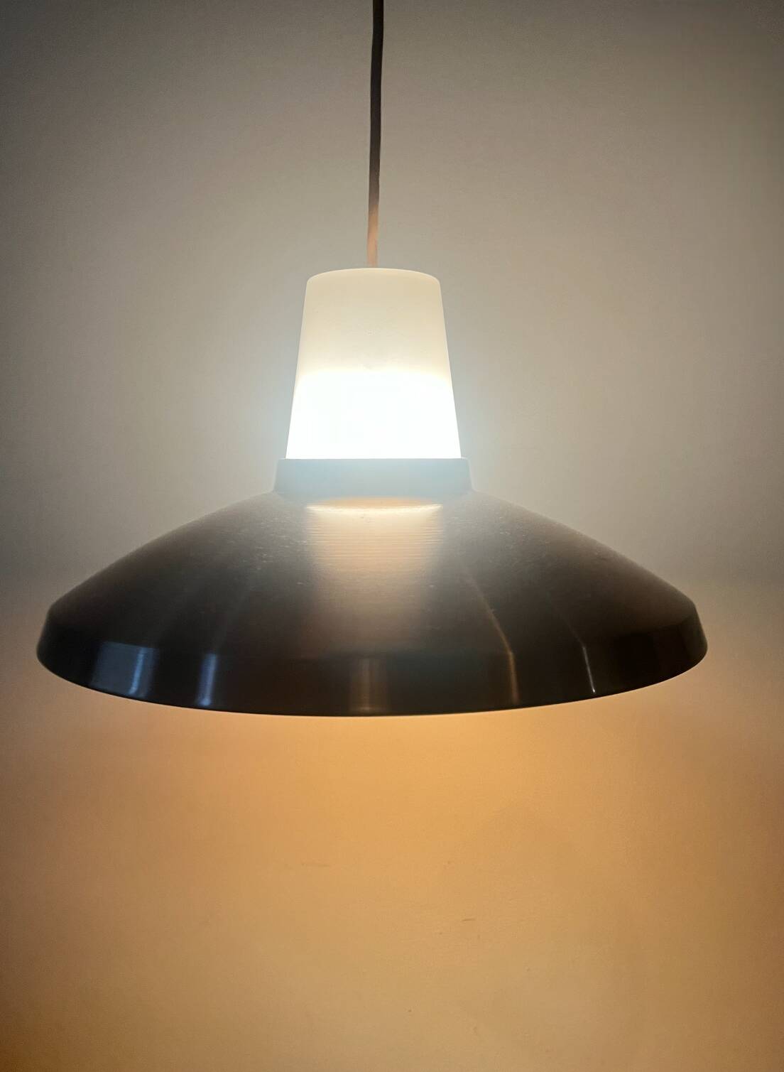 Mid-century Scandinavian pendant light in pink chrome metal, 1970s design