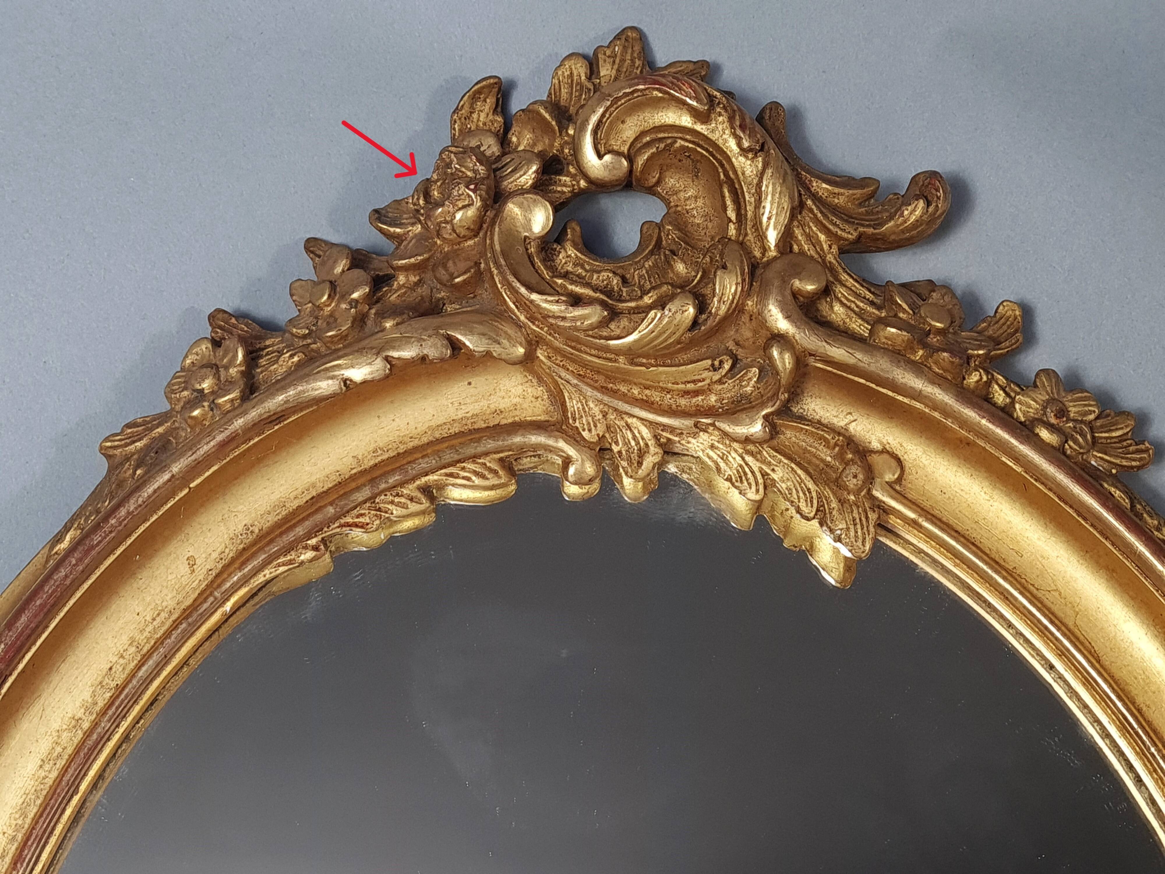 Mirror 55x39 cm rebate 40x30 cm wooden frame fine gold stucco dated 1908 SC414