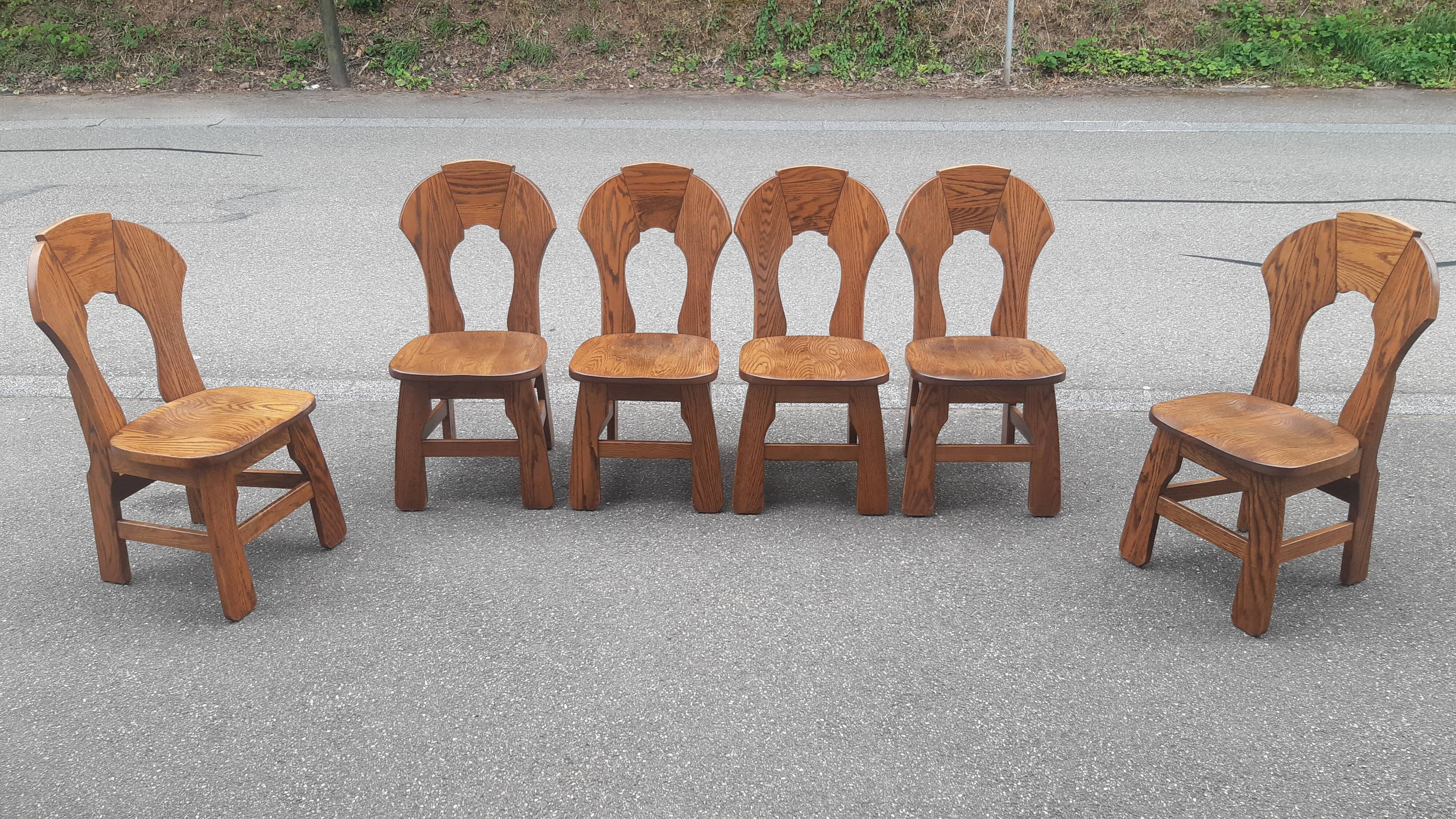 Brutalist chairs in solid oak mountain chalet decor