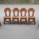 Brutalist chairs in solid oak mountain chalet decor