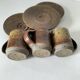 Set of three cups and saucers in pyrite stoneware - Charles Gaudry, Puisaye