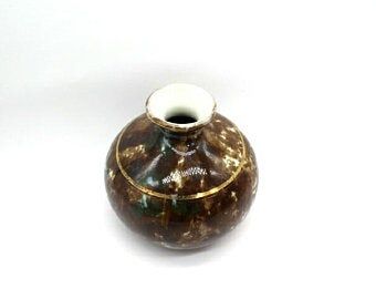 Limoges enameled porcelain ball vase