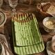 Asparagus service in earthenware, trompe-l'œil decoration, vintage 1970s-1980s.