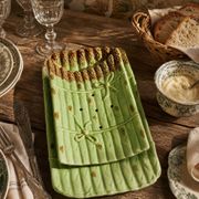 Asparagus service in earthenware, trompe-l'œil decoration, vintage 1970s-1980s.