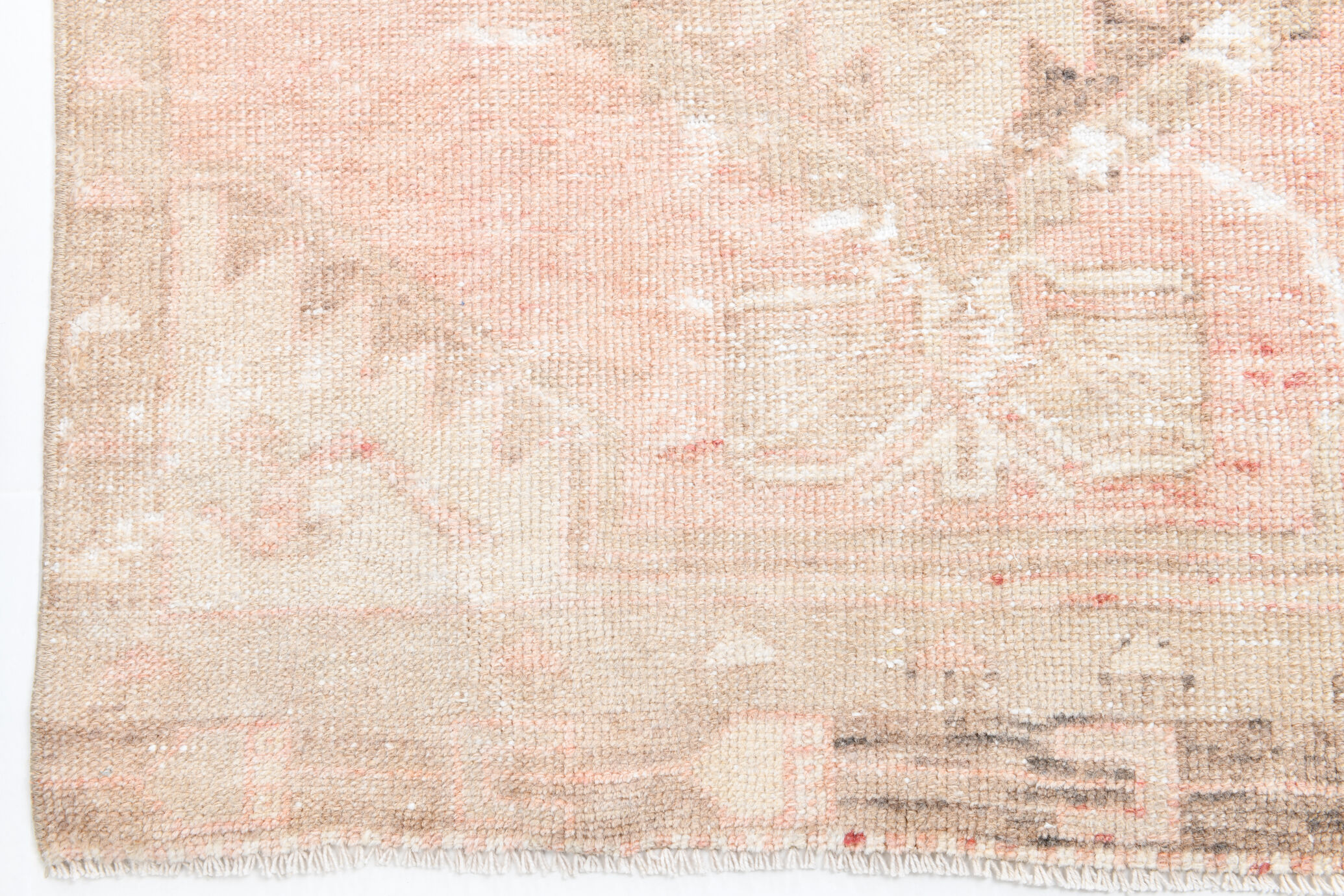 Faded red and beige vintage runner rug 322x85cm