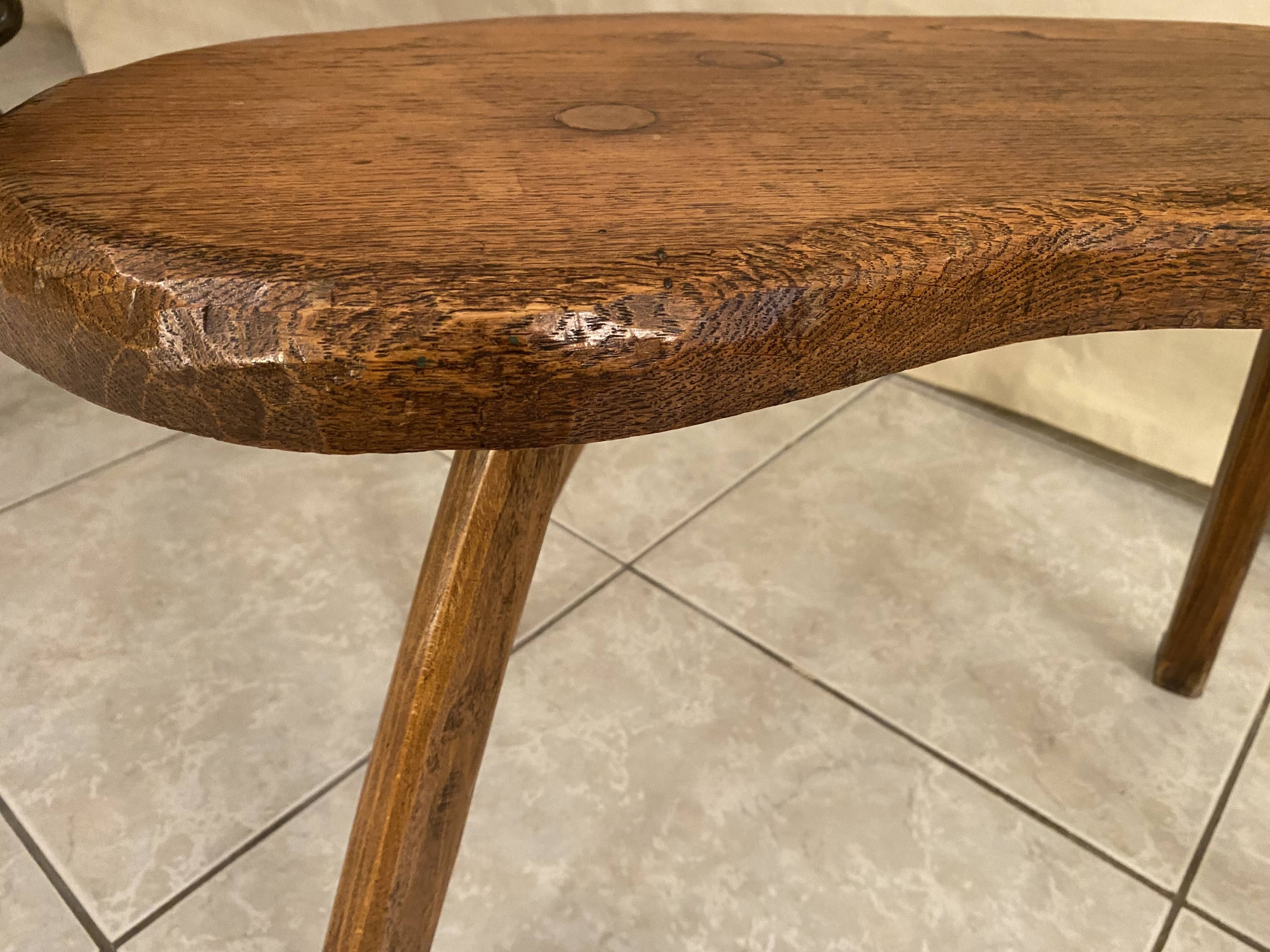 Small brutalist solid wood bench