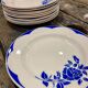 Lot of 11 plates Digoin Sarreguemines model Corsica blue